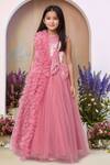 Buy_Petite Pomme_Pink Net Brooches Rose Designer Gown_at_Aza_Fashions