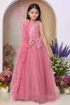 Shop_Petite Pomme_Pink Net Brooches Rose Designer Gown_Online_at_Aza_Fashions
