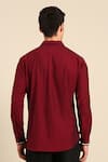 Shop_Mayank Modi - Men_Maroon Cotton Contrast Piping Shirt _at_Aza_Fashions