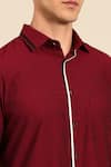 Buy_Mayank Modi - Men_Maroon Cotton Contrast Piping Shirt 