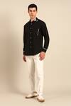 Buy_Mayank Modi - Men_Black Cotton Piping Contrast Collar Shirt _Online_at_Aza_Fashions
