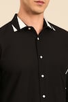 Shop_Mayank Modi - Men_Black Cotton Piping Contrast Collar Shirt _Online_at_Aza_Fashions