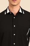 Mayank Modi - Men_Black Cotton Piping Contrast Collar Shirt _at_Aza_Fashions