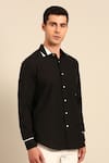 Buy_Mayank Modi - Men_Black Cotton Piping Contrast Collar Shirt 