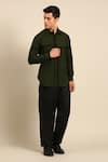 Mayank Modi - Men_Green Cotton Color Block Shirt _Online_at_Aza_Fashions