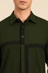 Buy_Mayank Modi - Men_Green Cotton Color Block Shirt _Online_at_Aza_Fashions