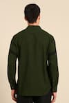 Shop_Mayank Modi - Men_Green Cotton Color Block Shirt _at_Aza_Fashions