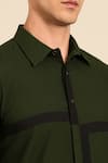 Buy_Mayank Modi - Men_Green Cotton Color Block Shirt 