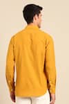 Shop_Mayank Modi - Men_Yellow Cotton Geometric Panel Shirt _at_Aza_Fashions