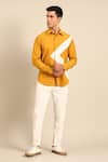 Shop_Mayank Modi - Men_Yellow Cotton Geometric Panel Shirt _Online_at_Aza_Fashions