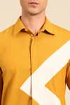 Buy_Mayank Modi - Men_Yellow Cotton Geometric Panel Shirt 