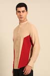 Mayank Modi - Men_Beige Cotton Color Block Shirt _at_Aza_Fashions