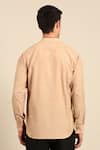 Shop_Mayank Modi - Men_Beige Cotton Color Block Shirt _at_Aza_Fashions