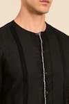 Shop_Mayank Modi - Men_Black Linen Band Collar Shirt _Online_at_Aza_Fashions