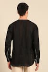 Shop_Mayank Modi - Men_Black Linen Band Collar Shirt _at_Aza_Fashions