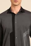 Buy_Mayank Modi - Men_Charcoal Cotton Embroidery Geometric Stitch Detail Shirt _Online_at_Aza_Fashions