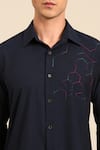 Mayank Modi - Men_Navy Cotton Embroidery Geometric Hexagon Shirt _Online_at_Aza_Fashions