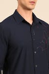 Shop_Mayank Modi - Men_Navy Cotton Embroidery Geometric Hexagon Shirt _Online_at_Aza_Fashions