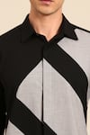 Buy Mayank Modi - Men Black Cotton Color Block Diagonal Stripe Shirt Online at Aza Fashions Buy_Mayank Modi - Men_Black Cotton Color Block Diagonal Stripe Shirt _Online_at_Aza_Fashions