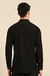 Shop Mayank Modi - Men Black Cotton Color Block Diagonal Stripe Shirt at Aza Fashions Shop_Mayank Modi - Men_Black Cotton Color Block Diagonal Stripe Shirt _at_Aza_Fashions