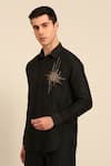 Buy_Mayank Modi - Men_Black Cotton Embroidery Abstract Thread Shirt _Online_at_Aza_Fashions