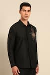 Shop_Mayank Modi - Men_Black Cotton Embroidery Abstract Thread Shirt _Online_at_Aza_Fashions