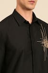 Mayank Modi - Men_Black Cotton Embroidery Abstract Thread Shirt _at_Aza_Fashions
