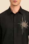 Buy_Mayank Modi - Men_Black Cotton Embroidery Abstract Thread Shirt 