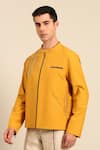 Shop_Mayank Modi - Men_Mustard Cotton Embroidery Jacket _Online_at_Aza_Fashions