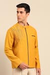 Buy_Mayank Modi - Men_Mustard Cotton Embroidery Jacket _at_Aza_Fashions