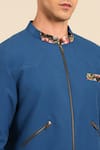 Buy_Mayank Modi - Men_Blue Cotton Floral Collar And Cuff Bomber Jacket 