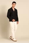 Mayank Modi - Men_Black Cotton Front Zip Jacket _Online_at_Aza_Fashions