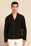 Buy_Mayank Modi - Men_Black Cotton Front Zip Jacket _at_Aza_Fashions