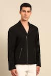 Buy_Mayank Modi - Men_Black Cotton Front Zip Jacket _Online_at_Aza_Fashions