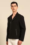 Shop_Mayank Modi - Men_Black Cotton Front Zip Jacket _Online_at_Aza_Fashions