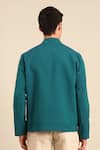 Shop_Mayank Modi - Men_Blue Geometric Panel Jacket _at_Aza_Fashions