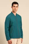 Buy_Mayank Modi - Men_Blue Geometric Panel Jacket _Online_at_Aza_Fashions