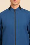 Buy_Mayank Modi - Men_Blue Cotton Zip-front Bomber Jacket _Online_at_Aza_Fashions