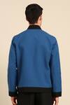 Shop_Mayank Modi - Men_Blue Cotton Zip-front Bomber Jacket _at_Aza_Fashions