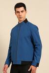 Mayank Modi - Men_Blue Cotton Zip-front Bomber Jacket _at_Aza_Fashions
