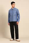 Mayank Modi - Men_Blue Cotton Zip-up Jacket  _Online_at_Aza_Fashions