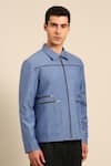 Buy_Mayank Modi - Men_Blue Cotton Zip-up Jacket  _Online_at_Aza_Fashions
