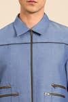 Mayank Modi - Men_Blue Cotton Zip-up Jacket  _at_Aza_Fashions