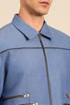 Buy_Mayank Modi - Men_Blue Cotton Zip-up Jacket  