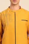 Buy_Mayank Modi - Men_Mustard Linen, Cotton Embroidery, Piping Abstract Jacket And Pant Set _Online_at_Aza_Fashions