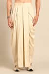 Mayank Modi - Men_Beige Silk, Cotton Pleated Dhoti Pant _Online_at_Aza_Fashions