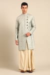 Buy_Mayank Modi - Men_Beige Silk, Cotton Zari Draped Dhoti Pant _at_Aza_Fashions