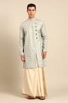 Buy_Mayank Modi - Men_Beige Silk, Cotton Zari Draped Dhoti Pant 