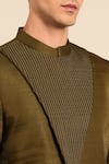 Buy_Mayank Modi - Men_Green Bemberg, Silk Embroidery Pleated Overlay Bandhgala 