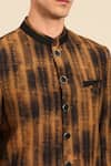 Buy_Mayank Modi - Men_Brown Muslin Abstract Pattern Bandhgala _Online_at_Aza_Fashions